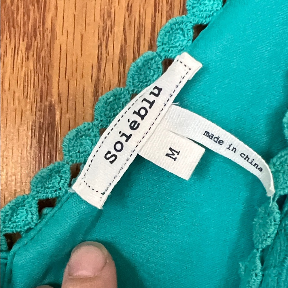 Soieblu Teal Lace V-Neck Mini Dress - Picture 2 of 3